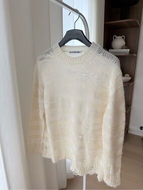 Acne Studios Ivory Mohair Blend Open Knit Sweater Made in Italy